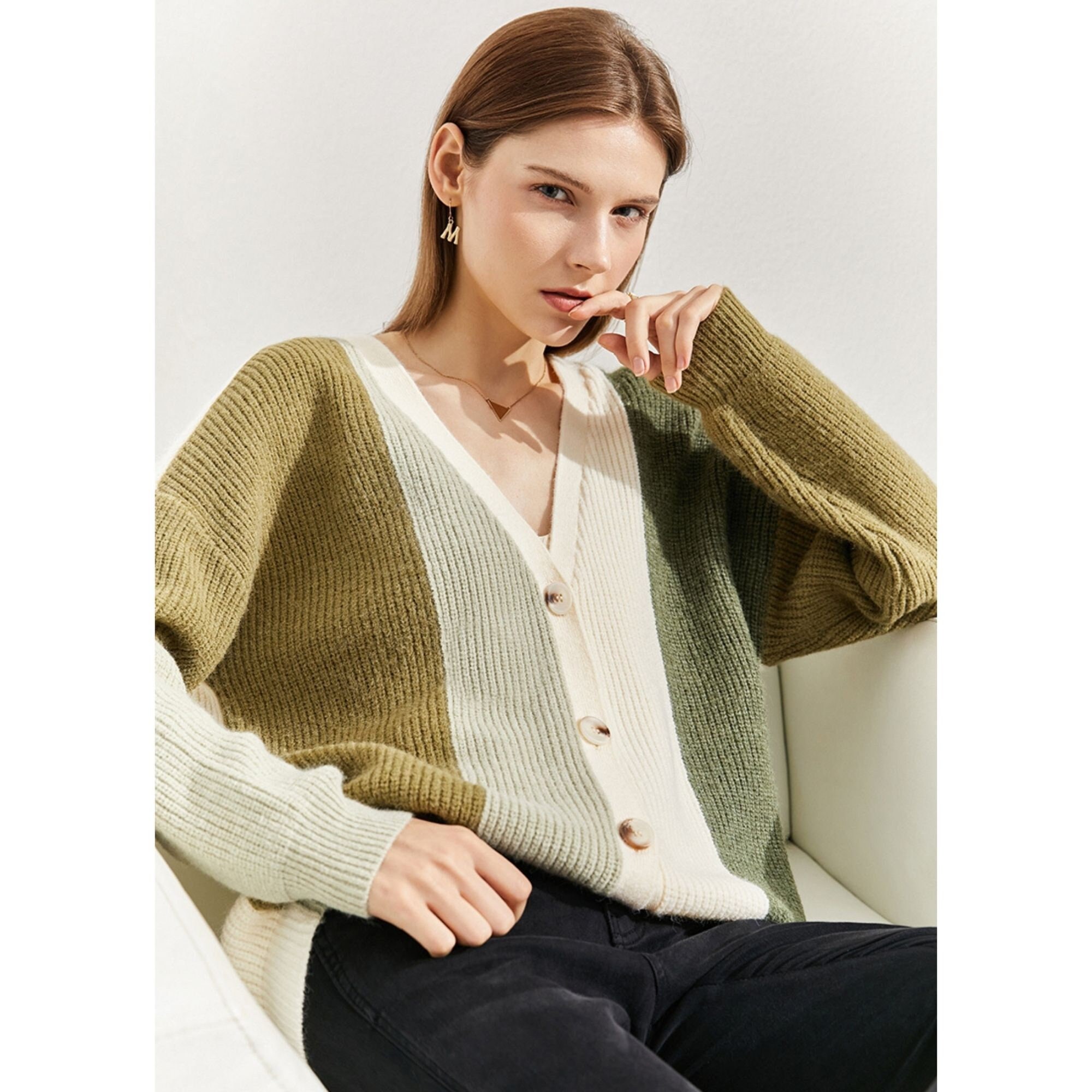 Women Autumn Knit Cardigan Elegant V 