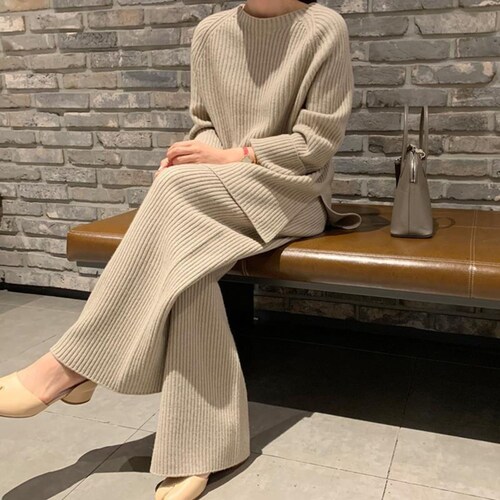 cable knit sweater pants set