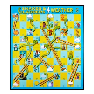Snakes and Ladders - Board Games For Kids-Learn Weather - Homeschool - Montessori- Kids Gift - Kids Prizes - Kids Toys  by Cognisprings