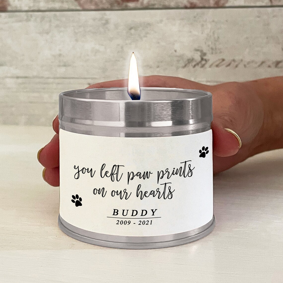 Personalised Pet Remembrance Candle. Scented Candle Memorial Etsy