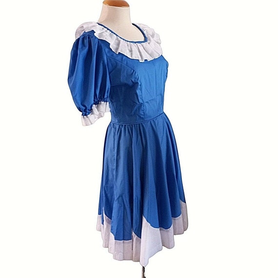 Handmade Square Dancing Swing Dress Blue with Eye… - image 1