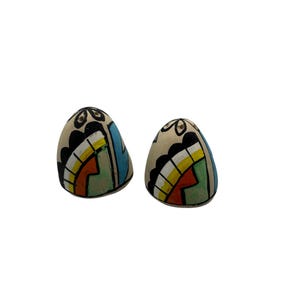 Southwest Style Ceramic Salt & Pepper Shakers With Colorful Geometric Pattern