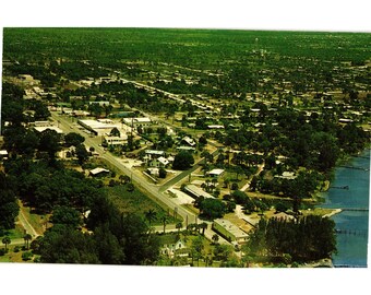 Stara pocztówka z lotu ptaka z Englewood na Florydzie, Lemon Bay, stempel pocztowy z 1967 r., używana