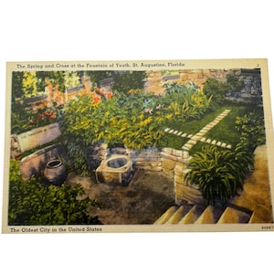 Postal antigua de la Fuente de la Juventud, San Agustín, Florida, la ciudad más antigua de Estados Unidos, Thomas Bros Inc.