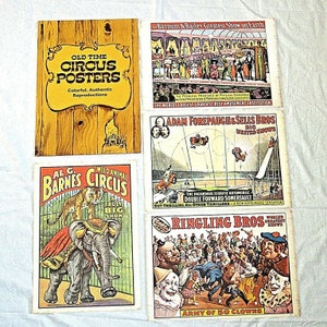 Vintage Ringling Barnes World Circus Mini Posters Barnum Museum Repro 1960 Set 4