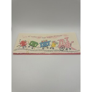 Tarjeta vintage Get Well Soon con diseño de tren, fabricada en EE. UU.