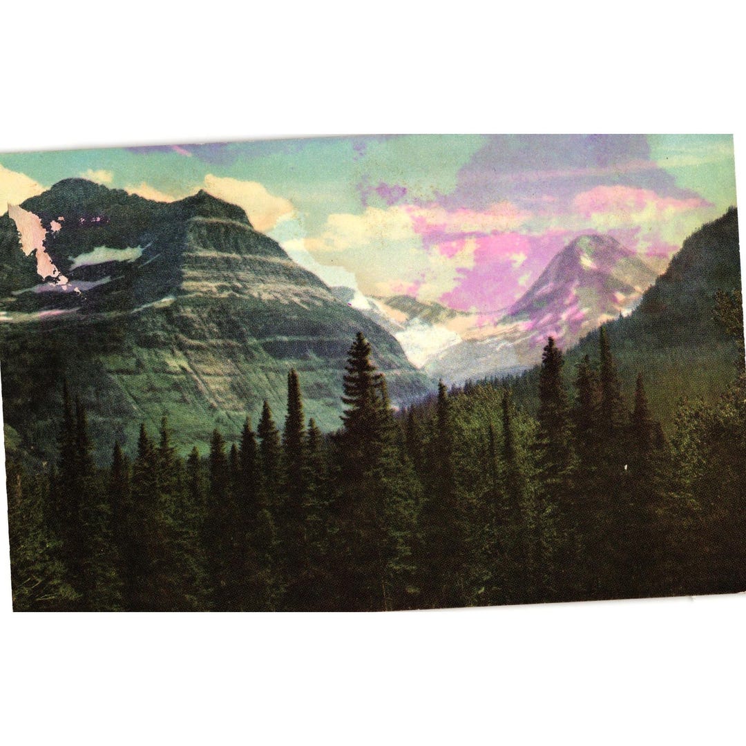 Vintage Glacier National Park Montana Postcard Mt. Gould & Garden Wall ...