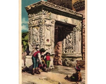 Roma Arco Degli Orefici Vintage Postcard  Architectural Landmark Unused