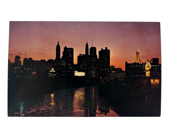 Vintage Chicago Skyline Postcard The City Beautiful At Night By C.M. Hutchinson