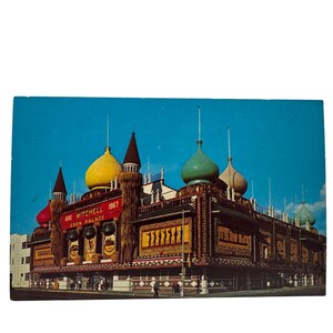 Postal antigua de 1967 del palacio de maíz de Mitchell Fotografía de Ed Schaffer Dakota del Sur