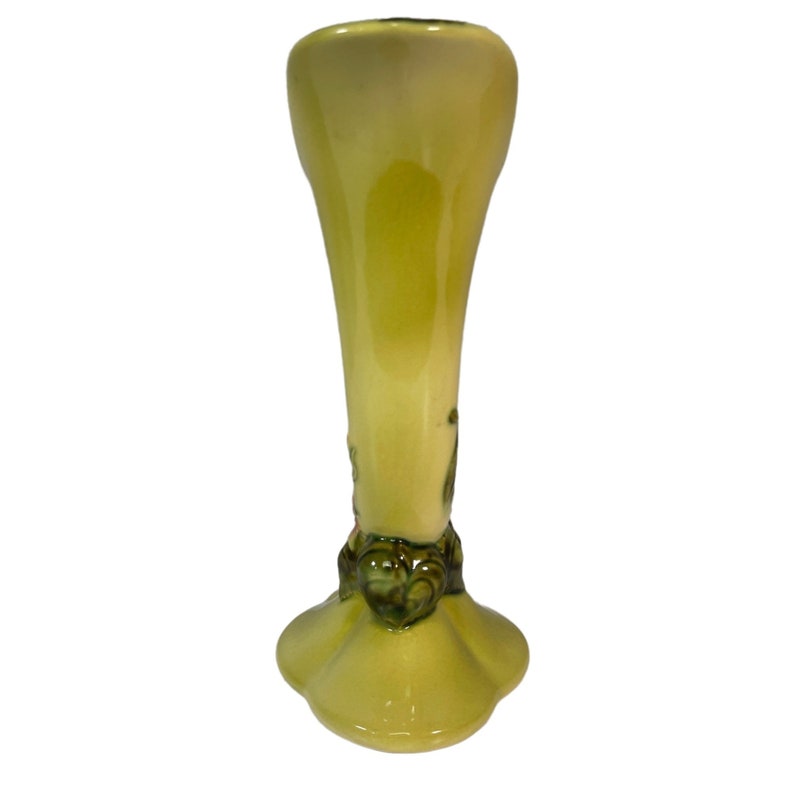 Vintage Hull Pottery Woodland Double Bud Vase Green W/ Pink Floral W15