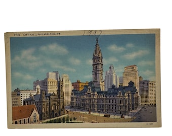 Postal vintage de 1987 del Ayuntamiento de Filadelfia, Pensilvania, coleccionable sin publicar