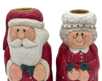 Eddie Walker Mr Mrs Santa Candleholders Figurine Midwest of Cannon