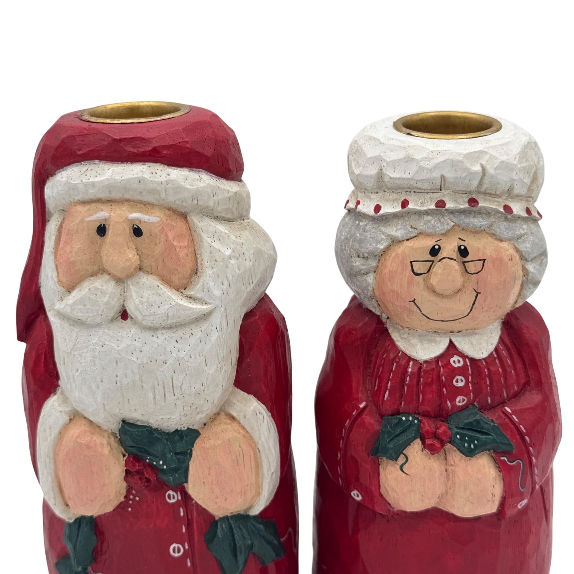 Eddie Walker Mr Mrs Santa Candleholders Figurine Midwest of Cannon