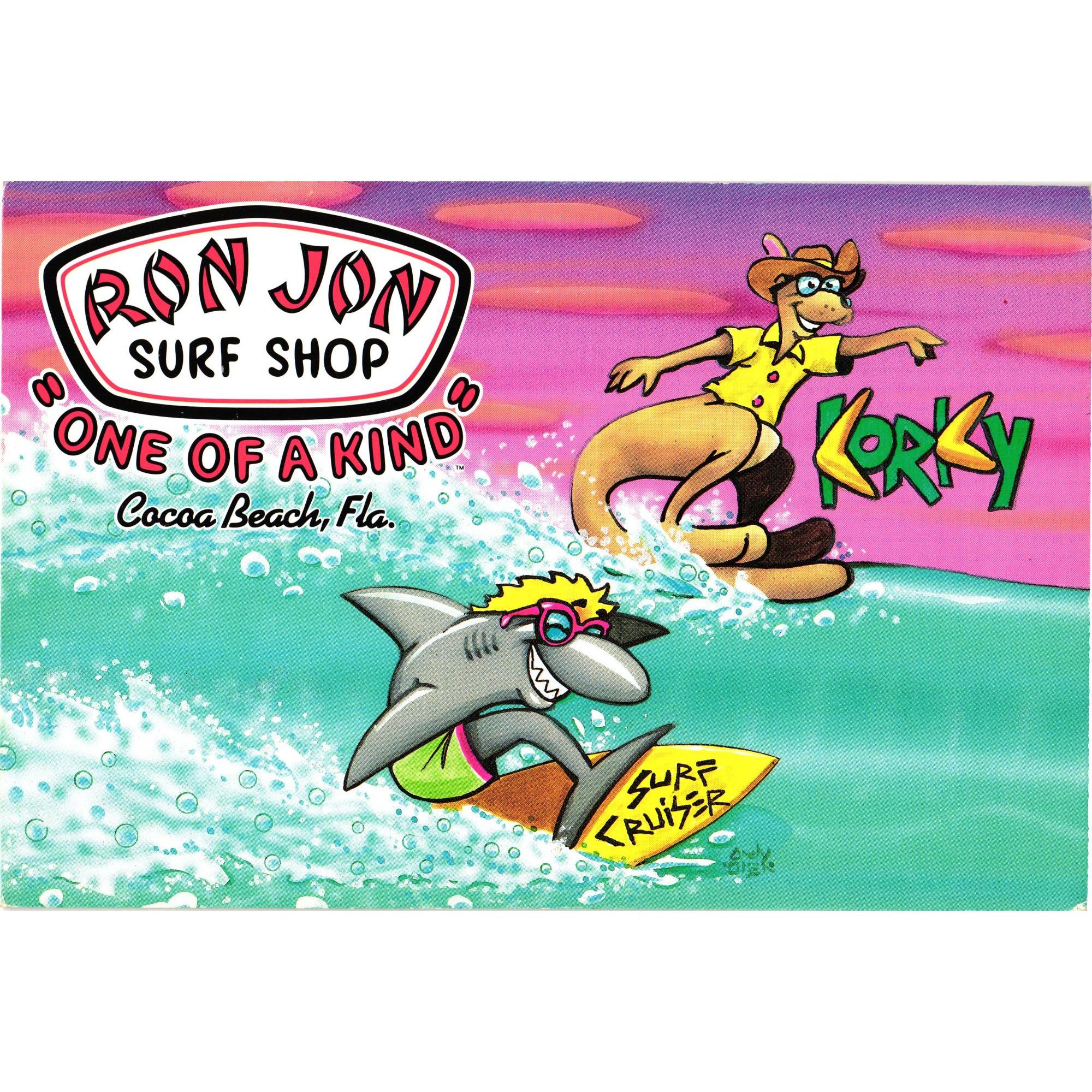 Ron Jon Postcard Surf Cruiser Shark Korky Kangaroo Cocoa Beach