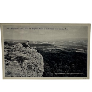 Carte postale vintage Mt. Magazine, point culminant de l'Arkansas, photo