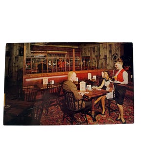 Vintage Eastland Motor Hotel Tavern Postcard Portland Maine Mid-Century Bar