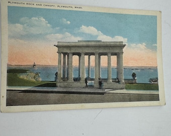 Stara pocztówka Plymouth Rock & Canopy Plymouth, MA