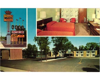 Vintage 1969 Lees Motor Inn Chamberlain SD Postcard AAA Western Motels Dexter