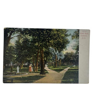 Vintage Island Park Fargo Dakota du Nord Carte postale 1907 Scenic Park View