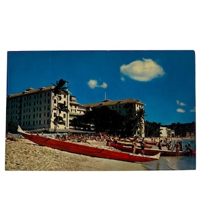 Carte postale vintage de l'hôtel Moana sur la plage de Waikiki, impression 997 inutilisée