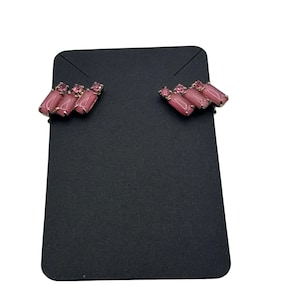 Vintage Pink Rhinestone & Enamel Clip-On Earrings