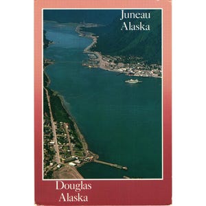 Juneau Alaska Douglas Alaska Aerial View Alaska Joe Original Postcard Mel Anderson