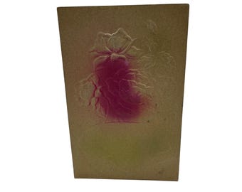 Vintage Embossed Postcard With Floral Design Pink & Green