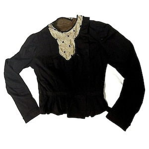 Antique Edwardian Black Top Woman Child Repaired or Pattern Small Costume 1800s