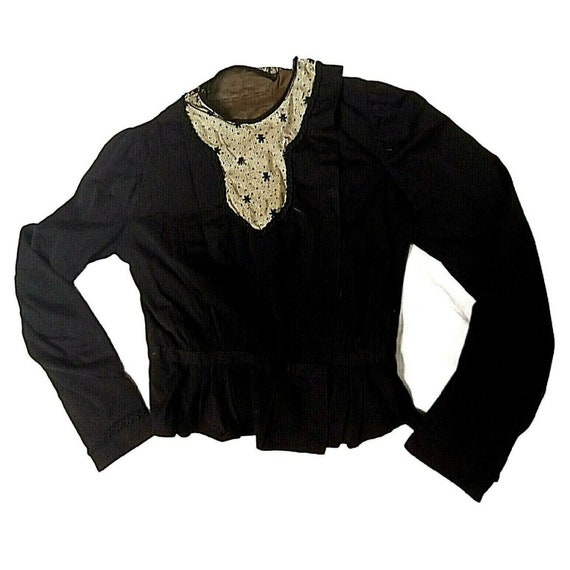 Antique Edwardian Black Top Woman Child Repaired o