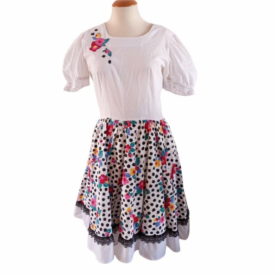 Vintage Square Dancing Dress Swing Polka Dot Flor… - image 6