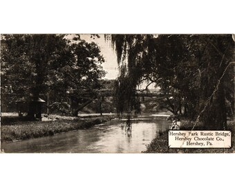 Hershey Park Rustic Bridge Hershey Chocolate Co. Hershey Pa. Unused Vintage Postcard