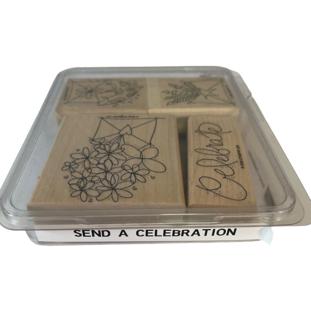Stampin up Send a Celebration Rubber Stamp Set Wood Mounted - Etsy