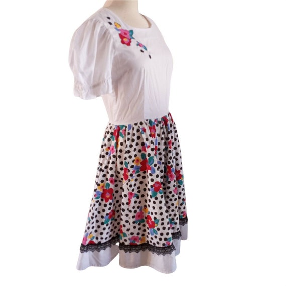 Vintage Square Dancing Dress Swing Polka Dot Flor… - image 9