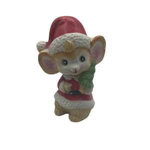 Vintage Ucgc Ceramic Christmas Mouse in Santa Suit Vintage Christmas Decor
