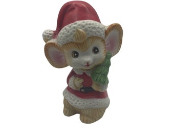 Vintage Ucgc Ceramic Christmas Mouse in Santa Suit Vintage Christmas Decor