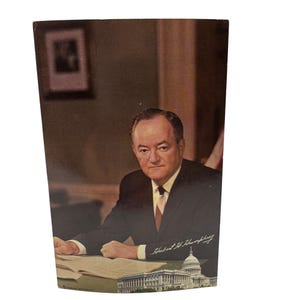 Carte postale vintage Hubert H. Humphrey avec illustration du Capitole