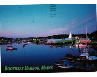 Boothbay Harbor Maine Scenic Postcard 1992 Photo By Jim Abts PM Stamp