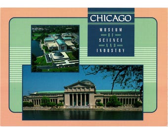 Chicago Museum Of Science And Industry Postcard Aerial Building Image Design Collectible