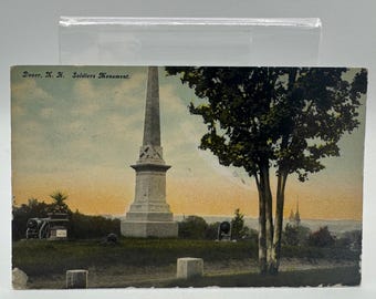 Vintage Dover N.H. Soldiers Monument Postcard 1910 Tinted Print Divided Back