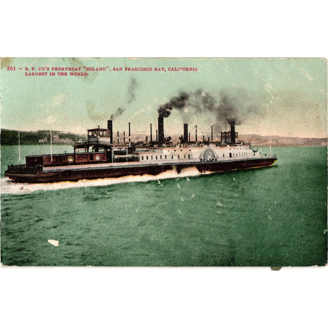 Antique Postcard SF Cos Ferryboat Solano San Francisco Bay California -  Etsy Israel