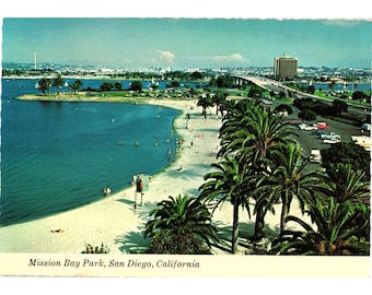 Pocztówka VTG Mission Bay Park San Diego Kalifornia Widok z lotu ptaka 1979 Ostemplowana pocztówką