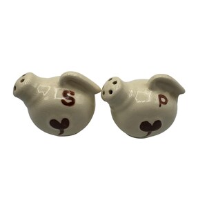 Ceramic Salt & Pepper Shakers  Hand-Painted Design Cream Color Vintage Kitchen
