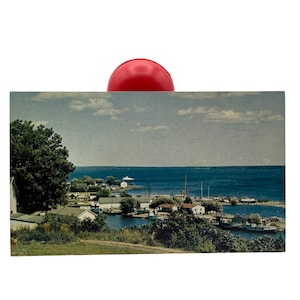 Carte postale vintage Bayfield Wisconsin Harbour Vue panoramique sur le lac Supérieur