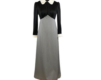 Kelly Arden Black White Empire Waist Maxi Dress Long Sleeve