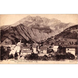 Haute-Vallée Du Var Francia 1910 Foto Real Postal Ver Pueblo Roche Grande