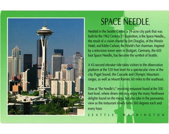Seattle Space Needle Postcard with Description and History