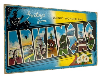 Vintage Arkansas Scenic Wonderland Postcard With Colorful Illustrations