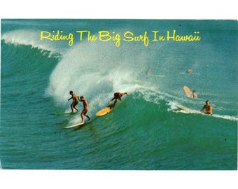 Riding The Big Surf In Hawaii Postcard 1950s Surfing North Shore Oahu Posted