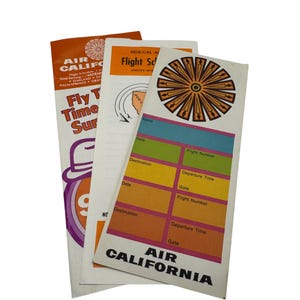 Air California & Nor-Cal Airlines Vintage Flight Schedules Brochures